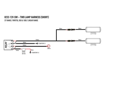 8232-12V-SP, kit cablage 2 lampes st linear et triple-r avec interrupteur lazer 2